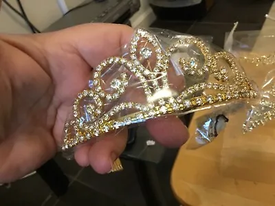 £10 • Buy Gold Tone Tiara With Side Comb Crystal Dal Montes