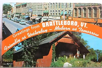 Vermont VT Brattleboro Greetings Postcard Old Vintage Card View Standard Post PC • $0.50