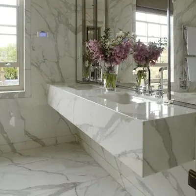 Luxury Bathroom Vanity Sink 120*50 Cm Calacatta Marble Effect  • £18.50