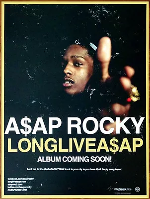 A$AP ROCKY Long.Live.ASAP Ltd Ed HUGE RARE Tour Poster +BONUS Rap Hip-Hop Poster • £57.86