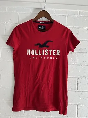 $17.50 • Buy Hollister 100% Cotton Red Spell Out Short Sleeve Tee Size S