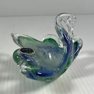 Lavorazione Arte Murano Art Glass Italy Swan Bird Trinket Bowl • $22