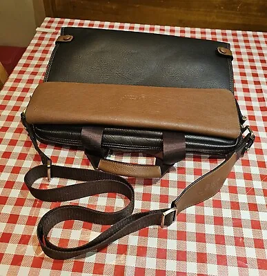 Brown & Tan Leather 'JammyLizard' Laptop Computer Travel Bag/Case Cover/Satchel • £25