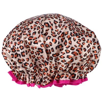 Shower Cap Bath Cap Adult Hair Elastic Leopard Print Bathing Cap Shower Hat New • $8.26