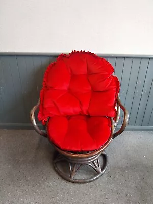 Vintage Retro Bamboo Cane Swivel Egg Chair Free Cushions  • £55
