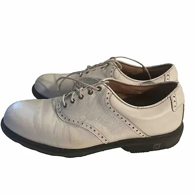 Footjoy  Golf Shoes  Icon Mens White Leather Lace Up Size 10.5 • $37.42