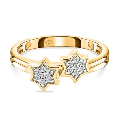 TJC Diamond Star Ring For Women In Yellow Gold Over Silver Size I TCW 0.07ct. • £25.99