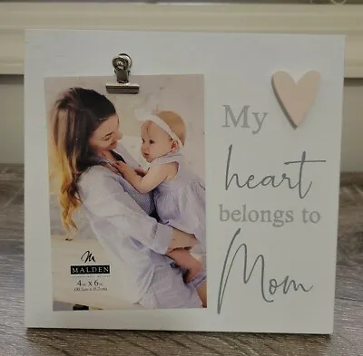 NEW My Heart Belongs To Mom Picture Frame White 4x6    • $24.88