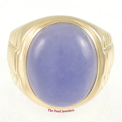 14kt Solid Yellow Gold 15x18mm Cabochon Oval Lavender Jade Man’s Ring TPJ • $996.95