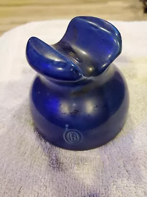 Vintage Ohio Brass Co.  Blue Porcelain Insulator • $7.50