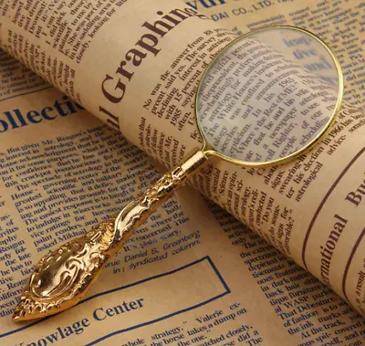 Metal Carving Flower Handheld Reading Magnifying Glass 5X Real Glass Magnifier • $6.61