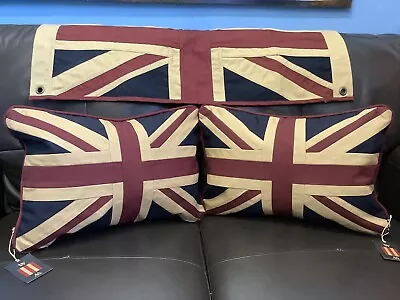Pair Of Union Jack /Uk Tapestry Cushions By Woven Magic (12x18in T Dyed White ) • £51.95