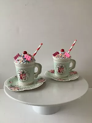 Fake Cakes Artificial Cupcakes Cup & Saucer X 2 Display Shop Prop • £7.99