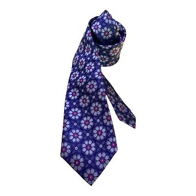 DUCHAMP Purple Floral Luxury Designer Silk Tie Made Italy W: 3  EX COND • $85