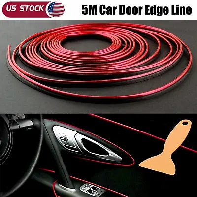 16ft Car Interior Door Gap Edge Line Molding Trim Strip Decorate Red Accessories • $4.99