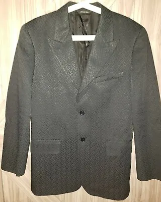 Versus Versace Men's Black Formal Jacquard Lined Textured Tuxedo Jacket SZ 36/50 • $139