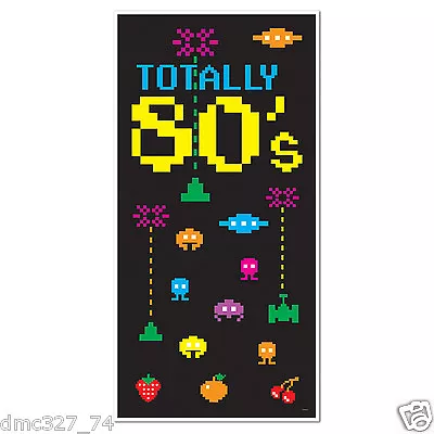 1980s Party Decoration Prop TOTALLY 80s DOOR WALL COVER Atari Space Invaders • $9.49