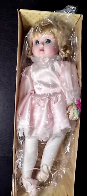 Brinn's Musical Ballerina Porcelain Doll ~ Vintage Blonde W/ Pink Satin Dress • $20