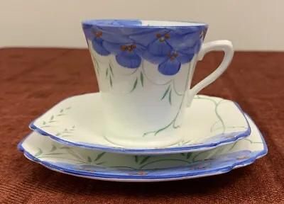 Collingwood Bone China Blue Florinda Trio Hand Painted Cup Saucer & Side Plate • £4