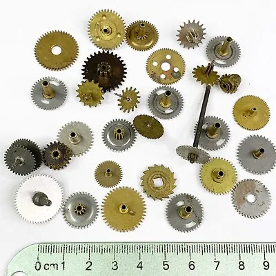 30 Clock Gears Steampunk Altered Art Repair Watchmaker Lot Gold Silver Cogs Vtg • $19.99