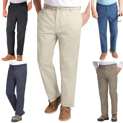 Mens High Elasticated Waist Trouser Smart Casual Walking Pants Work Or Travel • £29.99