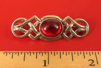 Vintage Red Cabochon Designer Signed Boma Sterling Silver Celtic Brooch Pin !! • $45