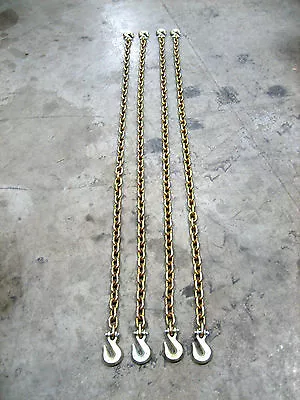 (4) 3/8 X 8' Grade 70 Transport Chains - High Quality With G70 Grab Hooks • $177.24