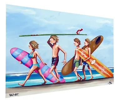 Framed Canvas Art Print - Beach Surf - Surfing - Artwork Painting Australia • $134.10