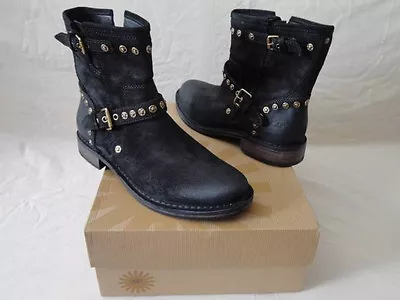 NEW UGG® Australia Fabrizia Studs Black Motorcycle Boots SZ 5 $275 • $109.99