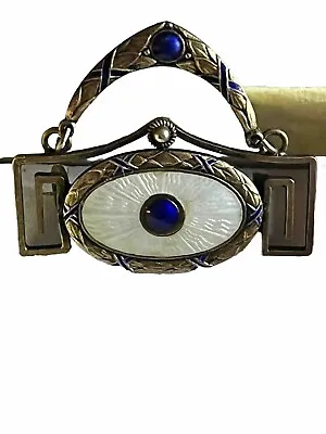 Marius Hammer Art Deco Evil Eye Enamel And 930 Silver Brooch • £554.17