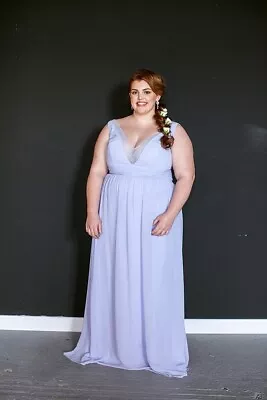 Plus Size Bridesmaid V-neck Sequin Detailed Chiffon Dress Size UK24 • £85.95