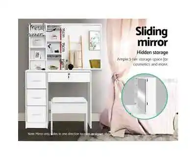 $229.95 • Buy Artiss Dressing Table Stool Set Slide Mirror Makeup Desk Hidden Storage White
