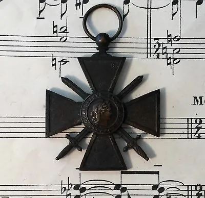 $55 • Buy Large Antique French WWI Republique Francaise Military Cross Sword Bronze Medal 