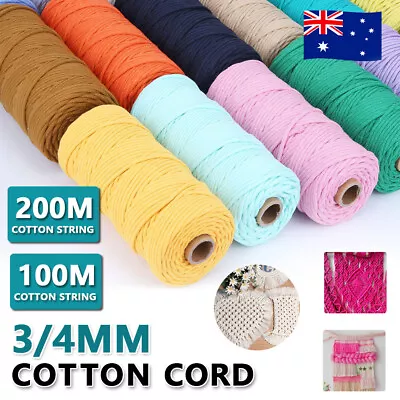 3mm/4mm  Thread Macrame Cord String Rope Twisted DIY Cotton Dream CatcherCraft • $12.50