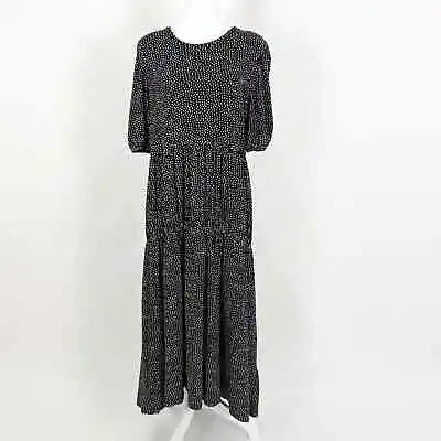 Zara Long Tiered Maxi Dress Polka Dot Black White Size Large • $24.99