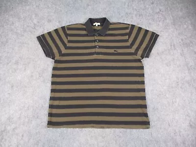 Burberry Polo Shirt Mens 2XL XXL Brown Back Golf Striped Cotton London Turkey • $49.99