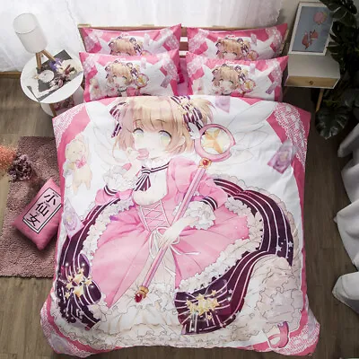 Cartoon Card Captor Sakura Bedding Set Cartoon Bed Sheet Quilt Cover Pillowcase • $86.11