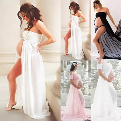 Pregnant Womens Maternity Photography Photo Shoot Dress Slit Maxi Maternity Gown • $29.25