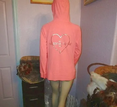 Victoria’s Secret LOGO Jacket Size L HOODIE Zip WINGS Charms FLEECE Sweatshirt • $23.77