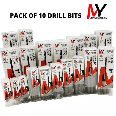 £9.29 • Buy 10 X Cobalt Drill Bits HSS Ground Flute For Stainless & Hard Steels 1mm-13mm