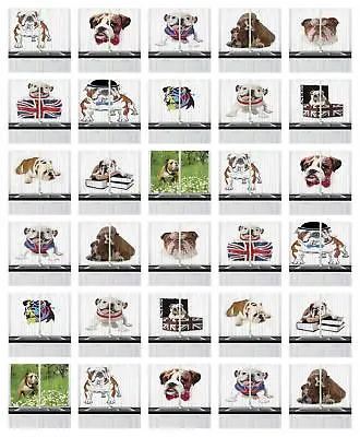 English Bulldog Kitchen Curtains 2 Panel Set Window Drapes 55  X 39  Ambesonne • £27.95