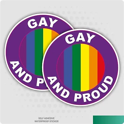 2 X Gay And Proud Stickers - Rainbow Pride Flag Car Van Vinyl Self Adhesive • £1.93