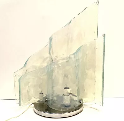 Carlo Nason Vintage Murano Mazzega Glass Table Lamp Chrome Wave Italian • $3000