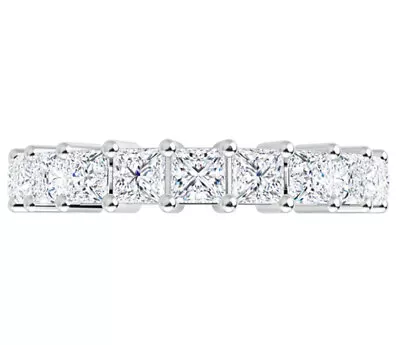 1.60 Ct Moissanite Princess Square Semi Eternity Wedding Band Ring • $1499