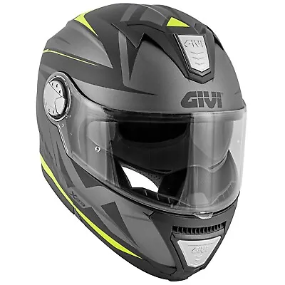 Motorcycle Helmet Modular GIVI HX23 X23 Pointed Matte Black Titanium Yellow XXL • $352.18