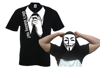 £9.99 • Buy Who's Watching You Suit Flip T-shirt - T Shirt Funny Hacker Computer Anonymous