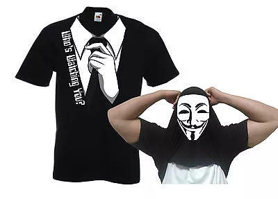 Who's Watching You Suit Flip T-shirt - T Shirt Funny Hacker Computer Anonymous • £12.99