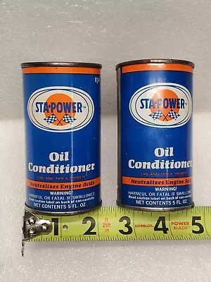 Lot Of 2 Vintage 1970s Sta-Power Oil Conditioner Metal Oil Can 5oz Unopened NOS • $7