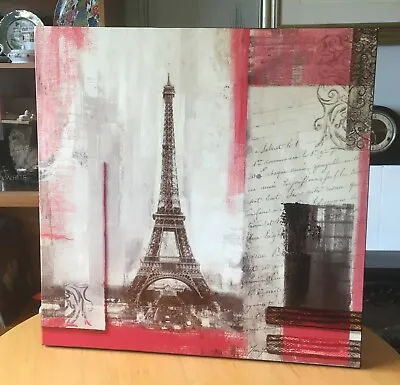 RETRO EIFFEL TOWERPARIS GLOSSY WALL ART PICTURE-MARIE FREDERIQUE-60cmx60cmx3cm • $29.04