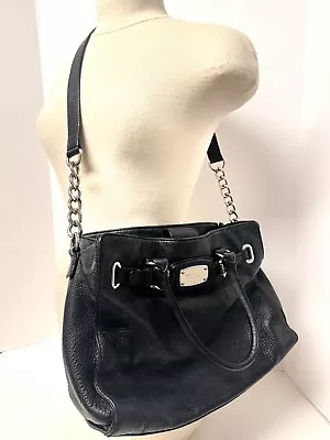 Michael Kors Black Leather Hamilton Satchel/Shoulder Handbag W Strap • $60